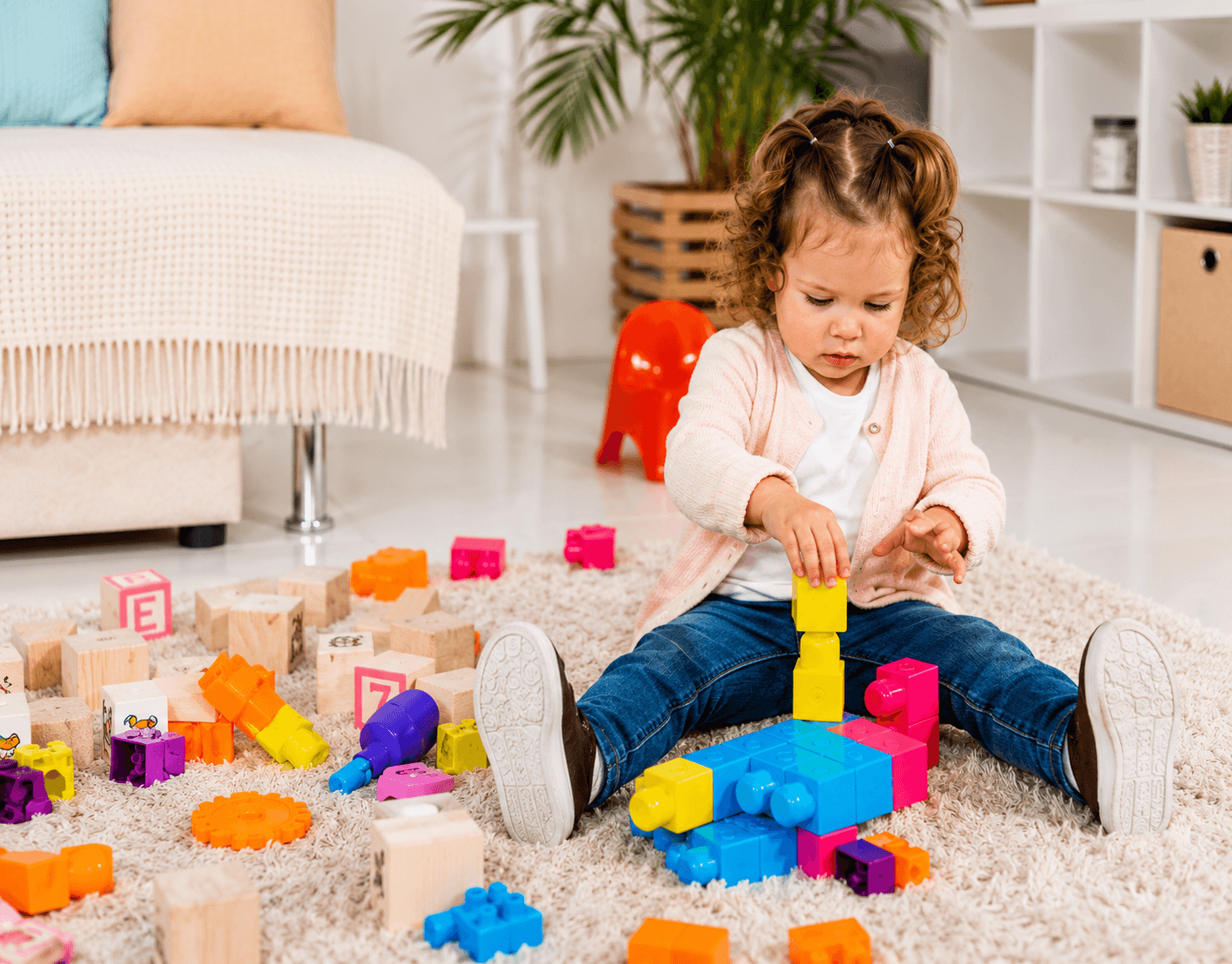 Child engaged in play-based learning